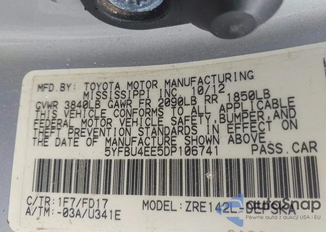 5YFBU4EE5DP106741: 43319120