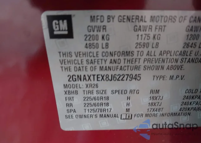 2GNAXTEX8J6227945: 43319155