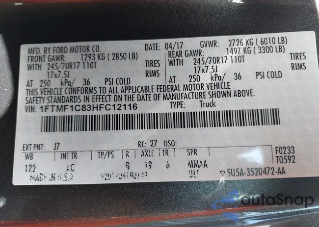 1FTMF1C83HFC12116: 43319163