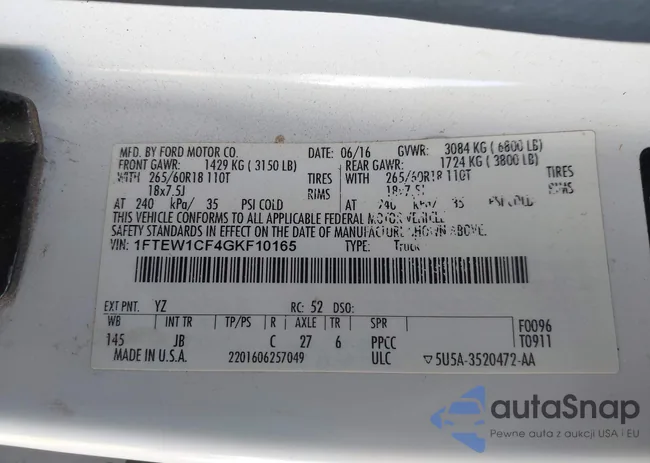 1FTEW1CF4GKF10165: 43319225