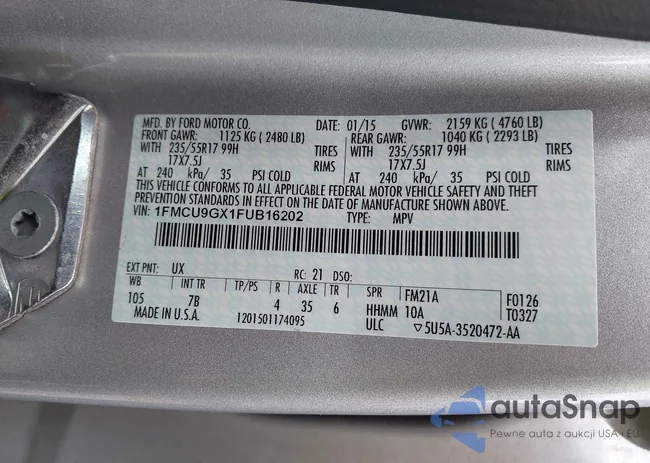 1FMCU9GX1FUB16202: 43319259