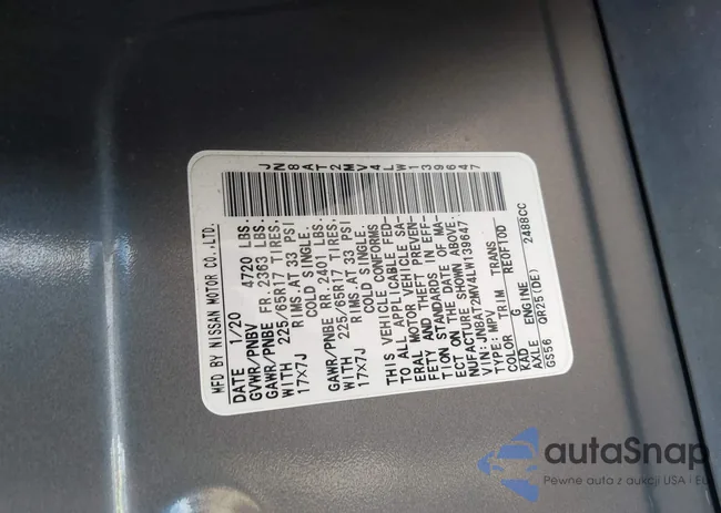 JN8AT2MV4LW139647: 43319265