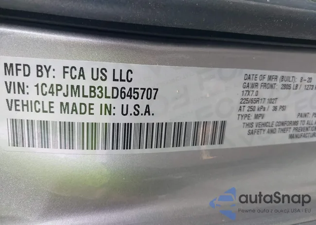 1C4PJMLB3LD645707: 43318349