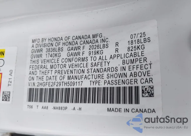 2HGFE2F29TH509117: 43318356