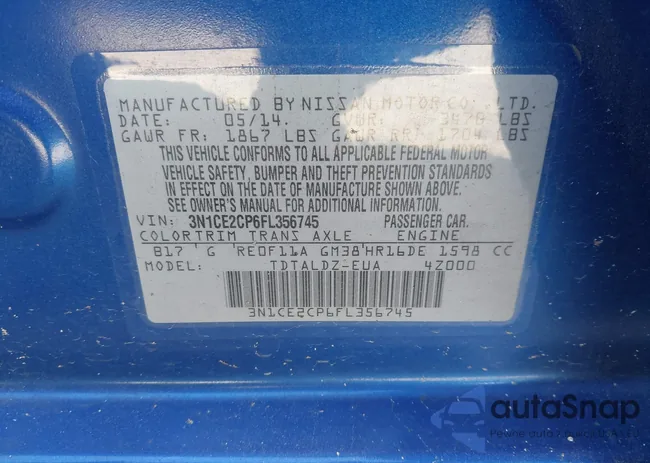 3N1CE2CP6FL356745: 43318373