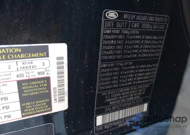 SALWR2FVXHA151070: 43318381