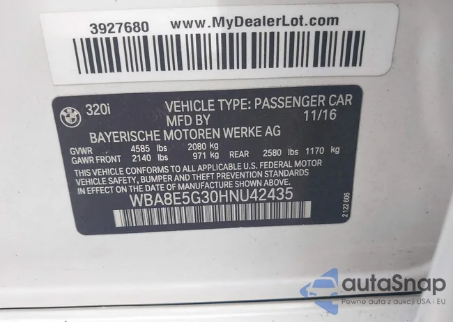 WBA8E5G30HNU42435: 43318420