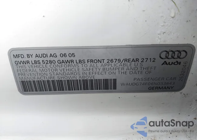 WAUDG74F06N033643: 43318439