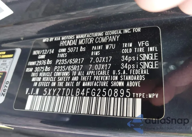 5XYZTDLB4FG250895: 43318452