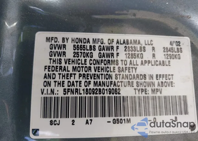 5FNRL18092B019062: 43318513