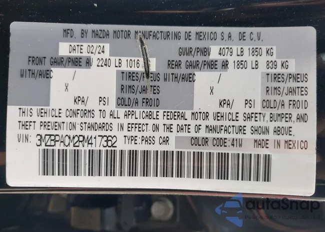 3MZBPACM2RM417362: 43318516