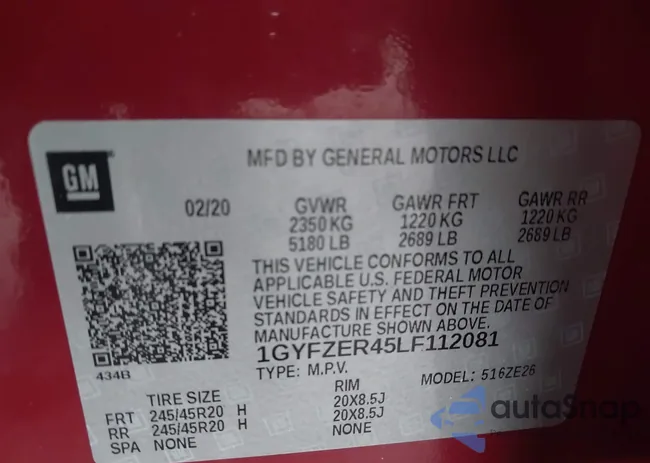 1GYFZER45LF112081: 43318595