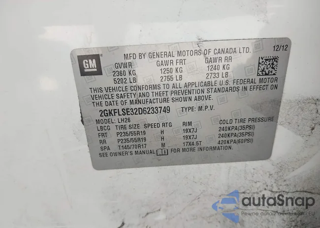 2GKFLSE32D6233749: 43318627