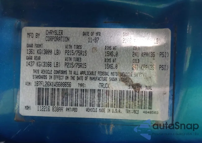 1B7FL26X1WS608656: 43318630