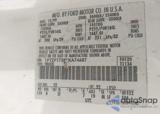 1FTZF1728YKA74687: 43318657