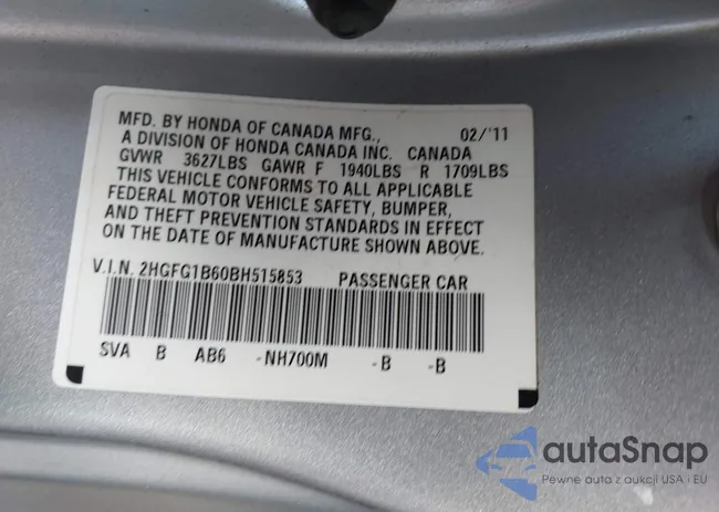 2HGFG1B60BH515853: 43318693