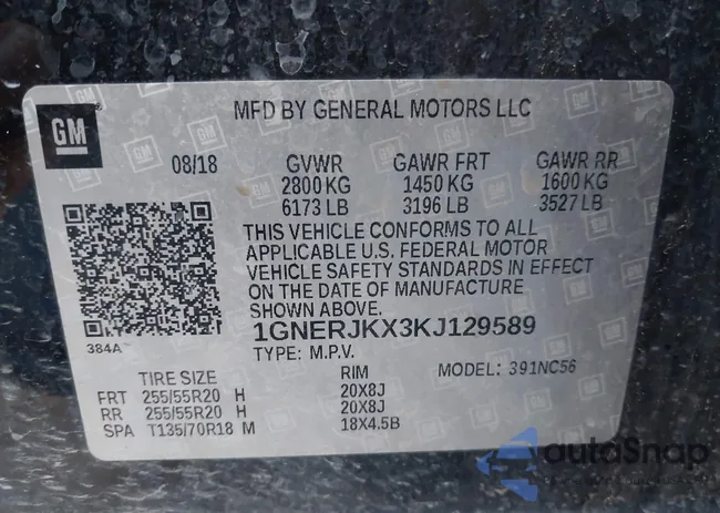 1GNERJKX3KJ129589: 43319738