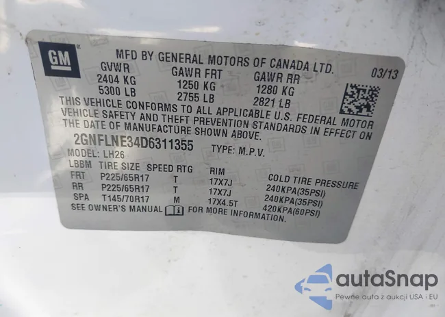 2GNFLNE34D6311355: 43319745