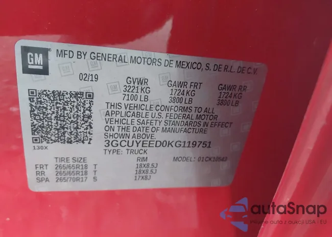 3GCUYEED0KG119751: 43319772