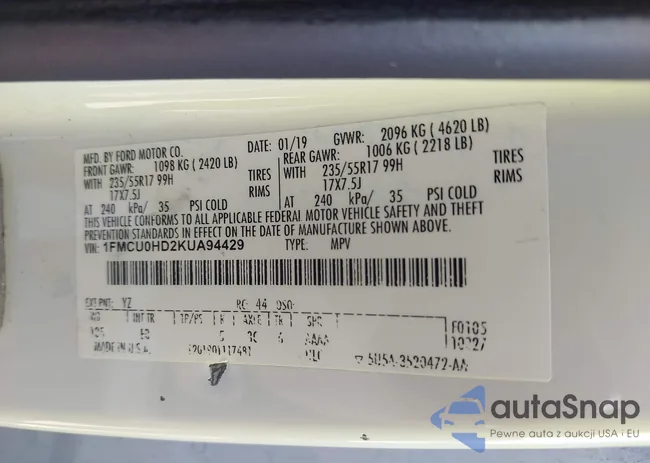 1FMCU0HD2KUA94429: 43319798