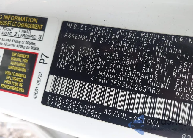 4T4BF1FK3DR283063: 43319869