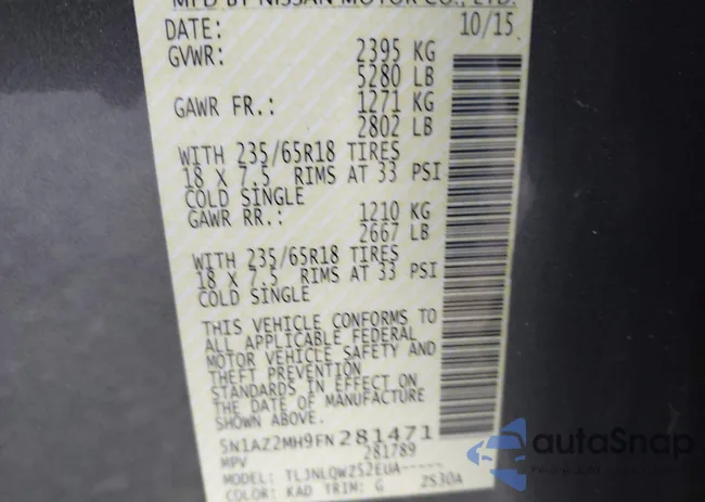 5N1AZ2MH9FN281471: 43319932