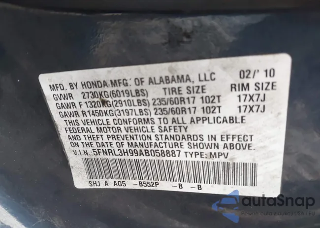 5FNRL3H99AB058887: 43319963