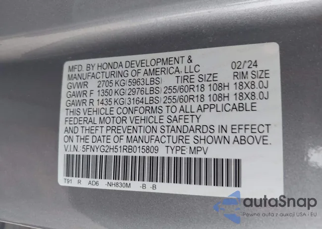 5FNYG2H51RB015809: 43319985