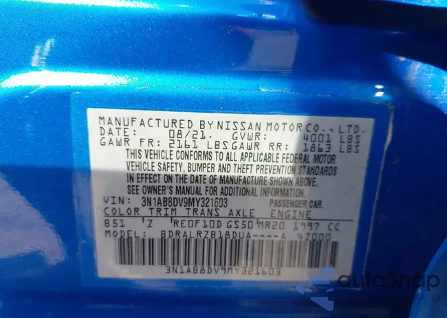 3N1AB8DV9MY321603: 43320020