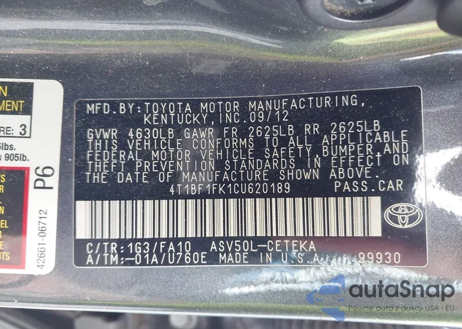 4T1BF1FK1CU620189: 43320110