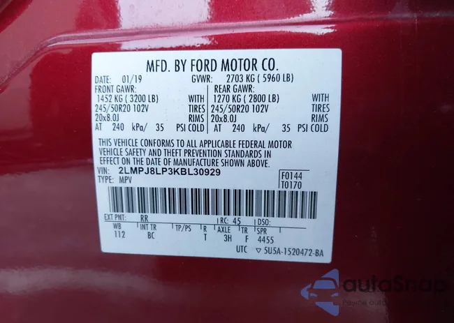 2LMPJ8LP3KBL30929: 43320124