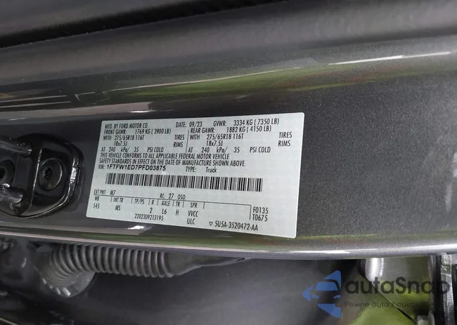 1FTFW1ED7PFD03875: 43320127