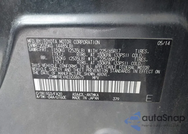 JTMWFREVXED038675: 43320144