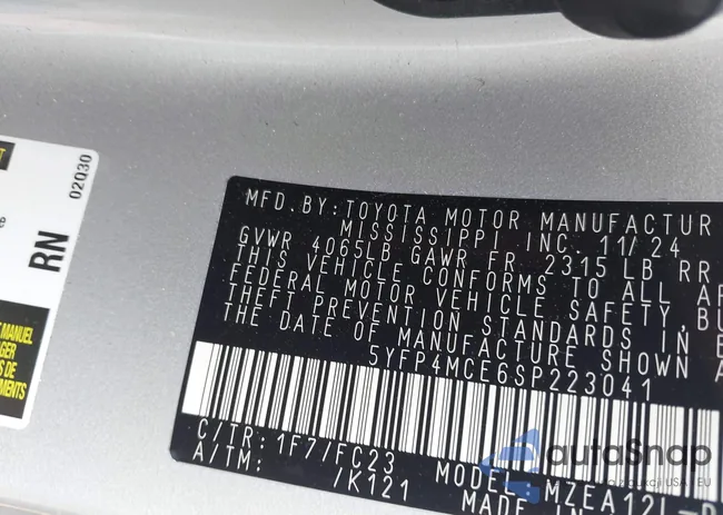 5YFP4MCE6SP223041: 43320146