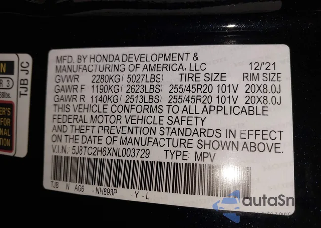 5J8TC2H6XNL003729: 43320192