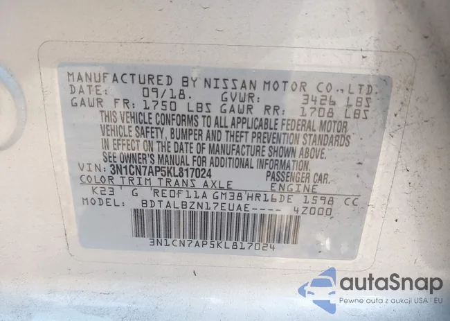 3N1CN7AP5KL817024: 43320263