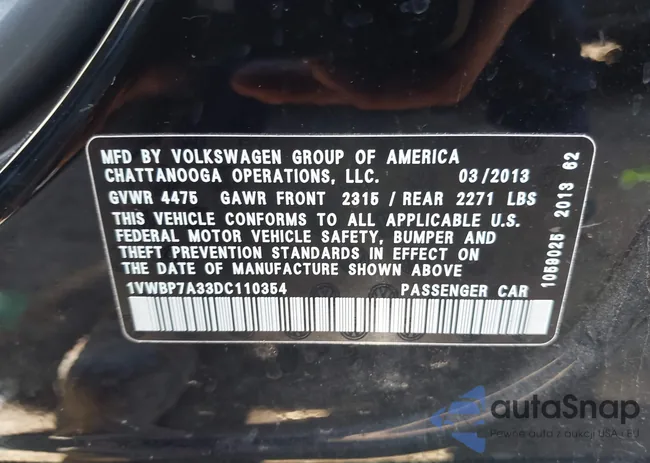 1VWBP7A33DC110354: 43320309