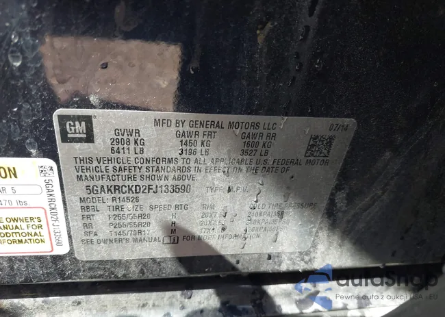 5GAKRCKD2FJ133590: 43320334