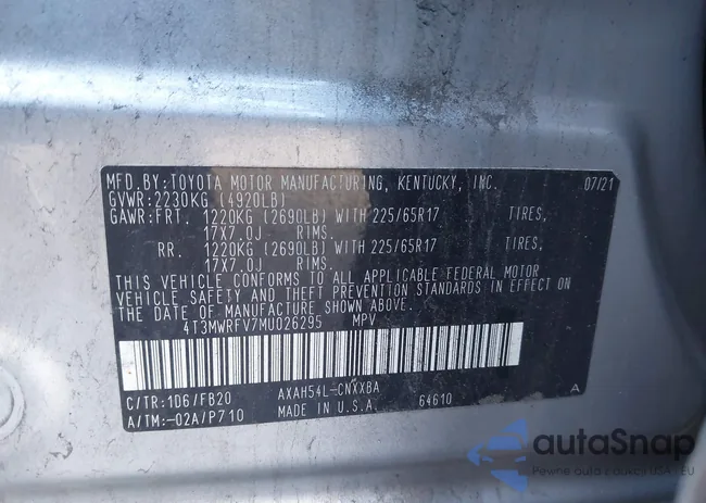 4T3MWRFV7MU026295: 43319399