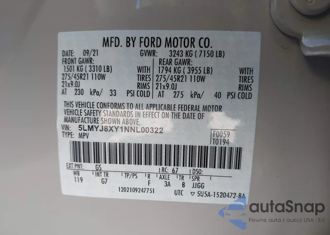 5LMYJ8XY1NNL00322: 43319428