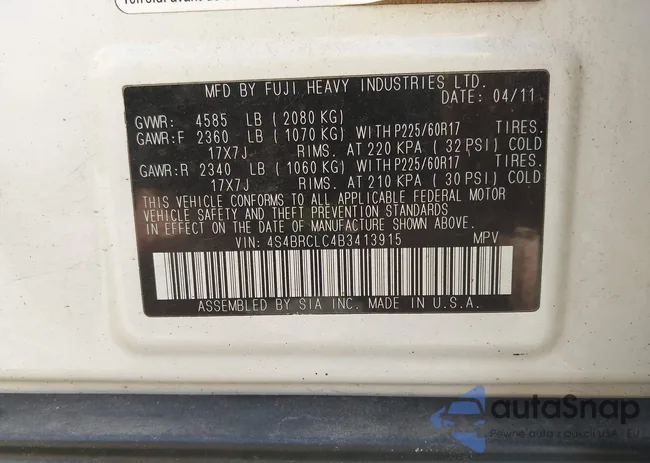 4S4BRCLC4B3413915: 43319436