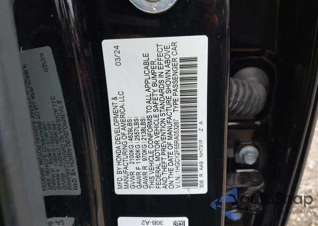 1HGCY2F55RA053287: 43319537