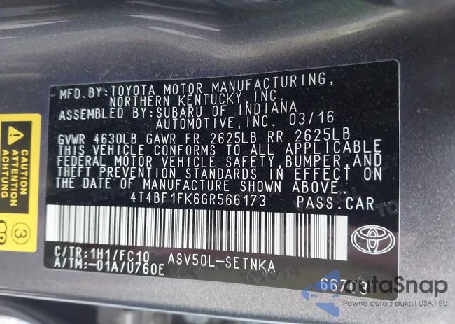 4T4BF1FK6GR566173: 43319545