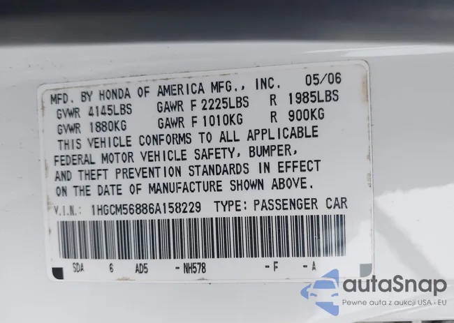 1HGCM56886A158229: 43319631