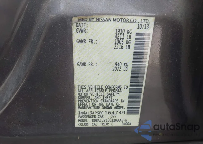 1N4AL3AP3EC164749: 43319659