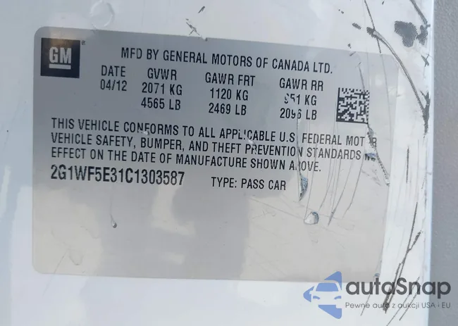 2G1WF5E31C1303587: 43319684