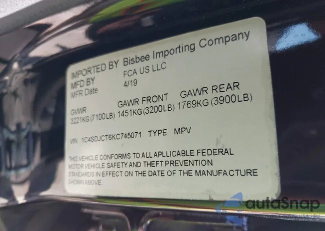 1C4SDJCT6KC745071: 43319732