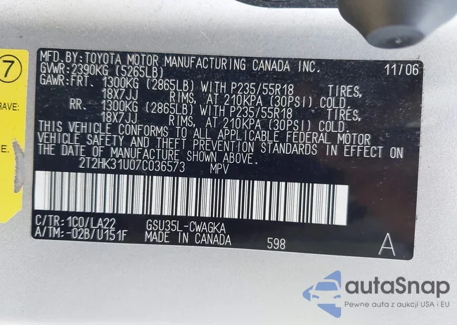 2T2HK31U07C036573: 43320800