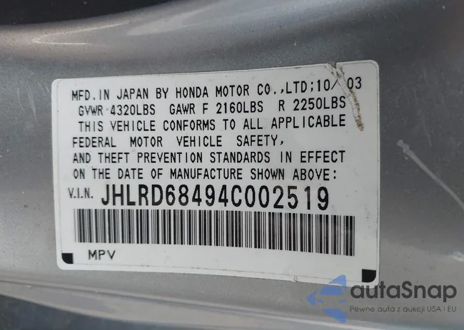 JHLRD68494C002519: 43320878