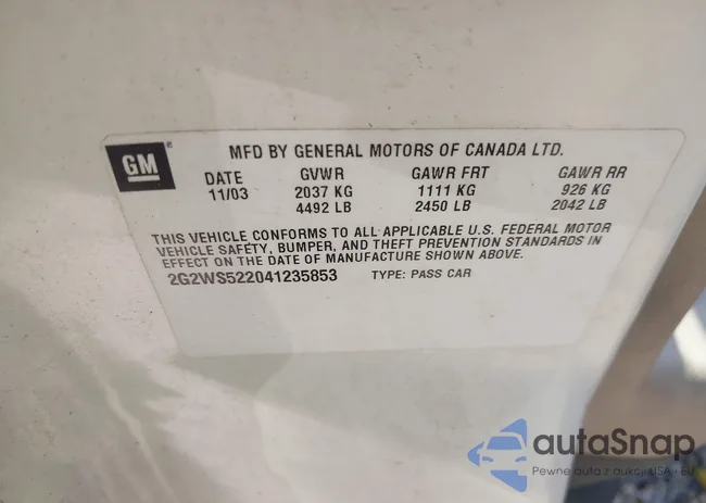 2G2WS522041235853: 43320893